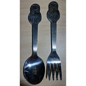 Danara Peanuts Snoopy Woodstock Stainless Childs Fork & Spoon Set 1958,1965